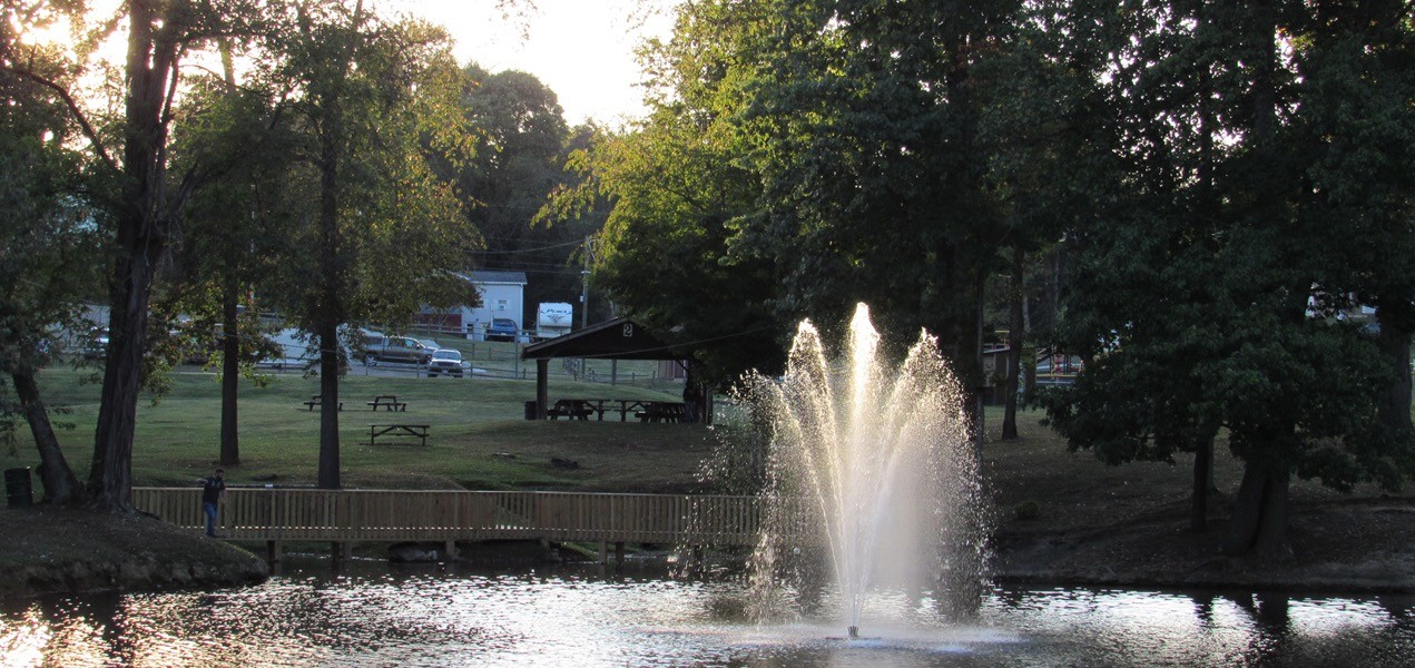 fountain at sunset